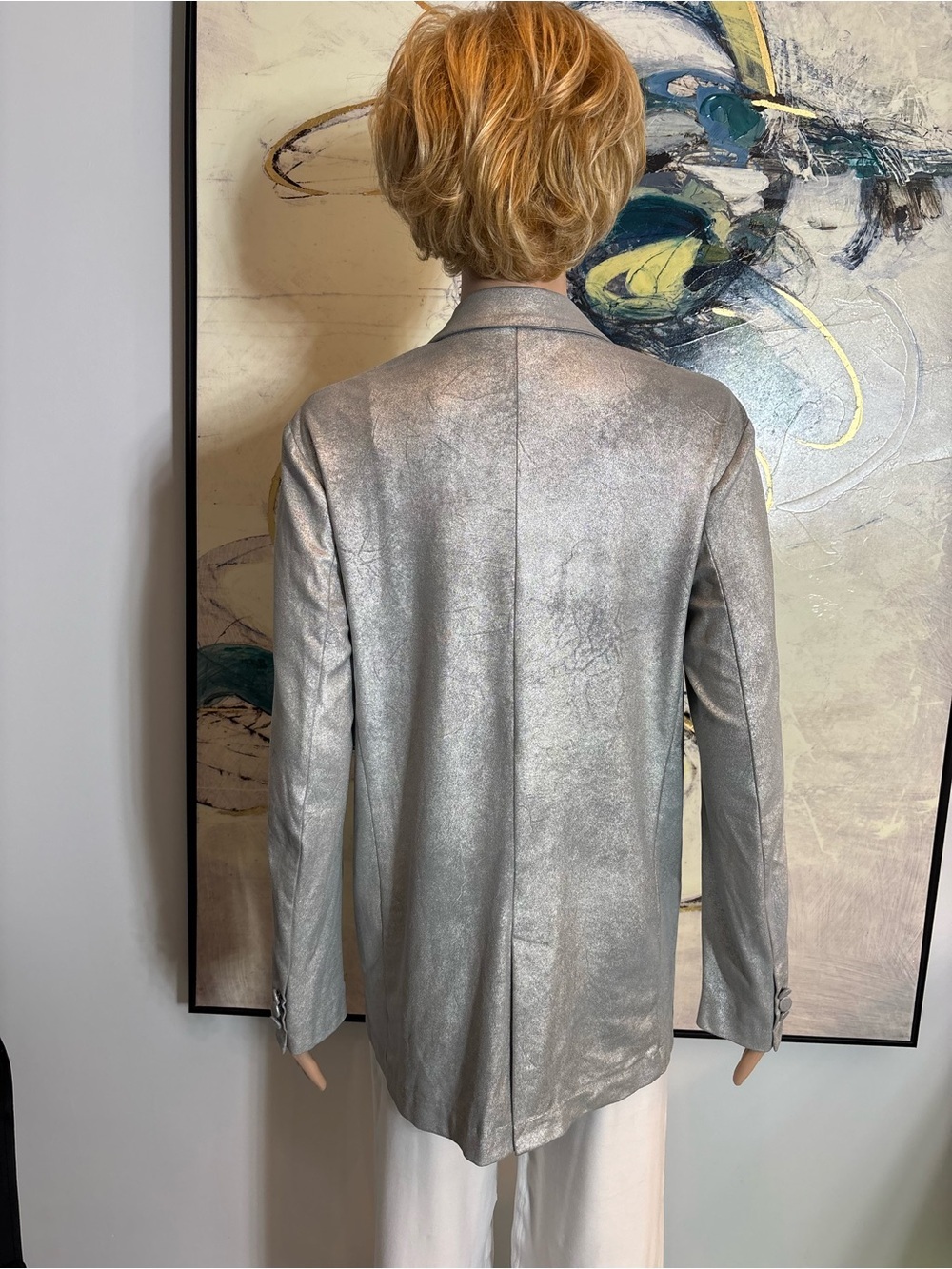 Zara Silver Metallic Blazer Jacket R1 - Picture 10 of 16